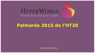 Palmarès 2015 de l’HT20
Paris, 01/02/16
 