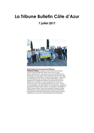 La Tribune Bulletin Côte d’Azur
7 juillet 2017
 