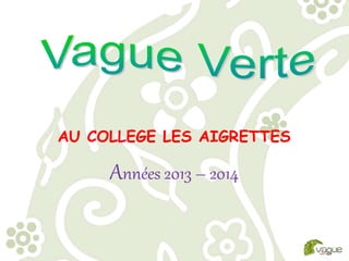 AU COLLEGE LES AIGRETTES
Années 2013 – 2014
 