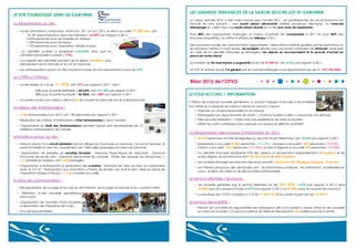 LES GRANDES TENDANCES DE LA SAISON 2012 EN LOT-ET-GARONNE

LE SITE TOURISTIQUE GENS DE GARONNE
La fréquentation du site :
 Toutes animations confondues, entre nov. 2011 et oct. 2012, le site a accueilli
14 187 personnes pour Gens de Garonne (-16.64% par rapport à 2011)
2 024 personnes pour les balades en bateau
1 239 personnes pour les repas
1 735 personnes pour l’exposition histoire d’eaux

19 185 pers, soit :

La saison estivale 2012 a été moins bonne que l’année 2011. Les professionnels de Lot-et-Garonne ont
formulé les avis suivants : une avant saison décevante (météo pluvieuse, élections), un mauvais
démarrage en Juillet mais une haute saison réussie et un très bon mois de Septembre.
Pour 48% des responsables interrogés, le niveau d’activité est comparable à 2011 et pour 44% des
structures enquêtées, le chiffre d’affaires est inférieur à 2011.

 La clientèle scolaire a progressé (+53.93%) alors que la
clientèle individuelle a baissé (-17%)

Des nouveaux modes de consommation apparaissent : réservations tardives guidées par les promotions et
les prévisions météo à court terme. Les budgets dévolus aux vacances continuent de diminuer, aussi bien
du côté de la clientèle française qu’étrangère. Les séjours se raccourcissent et le pouvoir d’achat sur
place est moins élevé.

 La majorité des clientèles provient de la région Aquitaine, plus
précisément de la Gironde et du Lot et Garonne.

Le nombre de lits marchands a augmenté et est de 27 349 lits, soit +5.5% par rapport à 2011.

 Les ambassadeurs jouent un rôle important puisqu’ils sont prescripteurs à plus de 27%.

Le CDT 47 estime que le CA généré par les touristes hébergés sur le département est de +/- 319 735 352€.

Le Chiffre d’Affaires :
 Le site réalise un CA de 111

473€, soit -4 % par rapport à 2011, dont :

62% pour la partie billetterie = 68 629€, soit +21.18% par rapport à 2011
38% pour la partie boutique = 42 842€, soit –28% par rapport à 2011
 Le panier moyen par visiteur s’élève à 4€ (la moyenne nationale est de 4,5€/personne).

Le réseau des Ambassadeurs :
 1 030 Ambassadeurs en 2012, soit + 80 personnes par rapport à 2011.
 Réalisation de 5 lettres d’information « Cher ambassadeur » dans l’année.
 Organisation du Noël des Ambassadeurs pendant lequel sont récompensés les 10
meilleurs ambassadeurs de l’année.

Animations autour du site :

Bilan 2012 de l’OTVG
LE POLE ACCUEIL / INFORMATION
L’Office de Tourisme nouvelle génération a conduit l’équipe d’accueil à reconsidérer
son métier et à repenser les missions même du service, à savoir :
 Proposer un conseil personnalisé et sur mesure
 Développer son argumentaire de vente  Inciter le touriste à aller « consommer » le territoire
 Faire plus de médiation  Faire vivre une expérience de visite au touriste
 Utiliser les outils numériques pour appuyer son propos et gérer le quotidien

La fréquentation des bureaux d’information en 2012:
 55 109 personnes ont été renseignées au guichet et par téléphone, soit +3.26% par rapport à 2011.

 Mise en place d’un circuit pédestre dans le village de Couthures sur Garonne. Ce circuit recense 14
points d’intérêt et vient en complément de l’offre déjà proposée par Gens de Garonne.

 Marmande a accueilli 43 086 personnes (+24.23%) ; Tonneins a accueilli 9 497 personnes (-25.97%);
Clairac a accueilli 1 867 personnes (-51.29%); Le Mas d’Agenais a accueilli 659 personnes (-67.44%).

 Organisation de balades en navettes fluviales : Garonne Pique-Nique les mercredis ; Garonne
Nocturnes les jeudis soirs ; Garonne Découverte les samedis ; Pirate des barques les dimanches 
111 balades en bateau, soit 2 024 passagers.

 La clientèle française représente 97% des visiteurs. Ils proviennent majoritairement d’Aquitaine et les
autres régions de provenance sont l’Ile-de-France et Midi-Pyrénées.

 Organisation d’événements à destination des scolaires : Semaine de l’eau en Mars en partenariat
avec le CG 47 ; Participation aux animations « Permis de Musée » en Avril et Mai ; Mise en place de
l’exposition Histoire d’Eau(x)  1 635 scolaires accueillis

Actions de communication :

 Les touristes étrangers proviennent des pays suivants : Royaume-Uni; Belgique; Espagne ; Pays-Bas.
 Les thèmes principaux des demandes sont : les informations pratiques ; les animations ; la billetterie en
cours ; les lieux de visites et de découvertes patrimoniales.

Le service billetterie / Boutique :

 Réorganisation de la page d’accueil du site Internet, de la page Facebook et du compte Twitter

 Les recettes générées par le service billetterie est de 167 237€ (+67% par rapport à 2011) dont
21046€ pour le compte d’Evalys (+37% par rapport à 2011) et 87 824€ pour le compte de Garorock

 Définition d’une nouvelle signalétique
intra-muros

 La boutique de l’OTVG a réalisé un CA de 17 550€ TTC et le panier moyen est de 13.78€ HT.

 Organisation de Journées Porte Ouvertes
à destination des Présidents de Clubs.
 Accueil de journalistes.

Le service disponibilité :
 Permet de connaître les disponibilités des hébergeurs afin d’actualiser la borne vitrine et de conseiller
au mieux les touristes. Ce service a permis de réserver directement 668 nuitées pour les touristes.

 