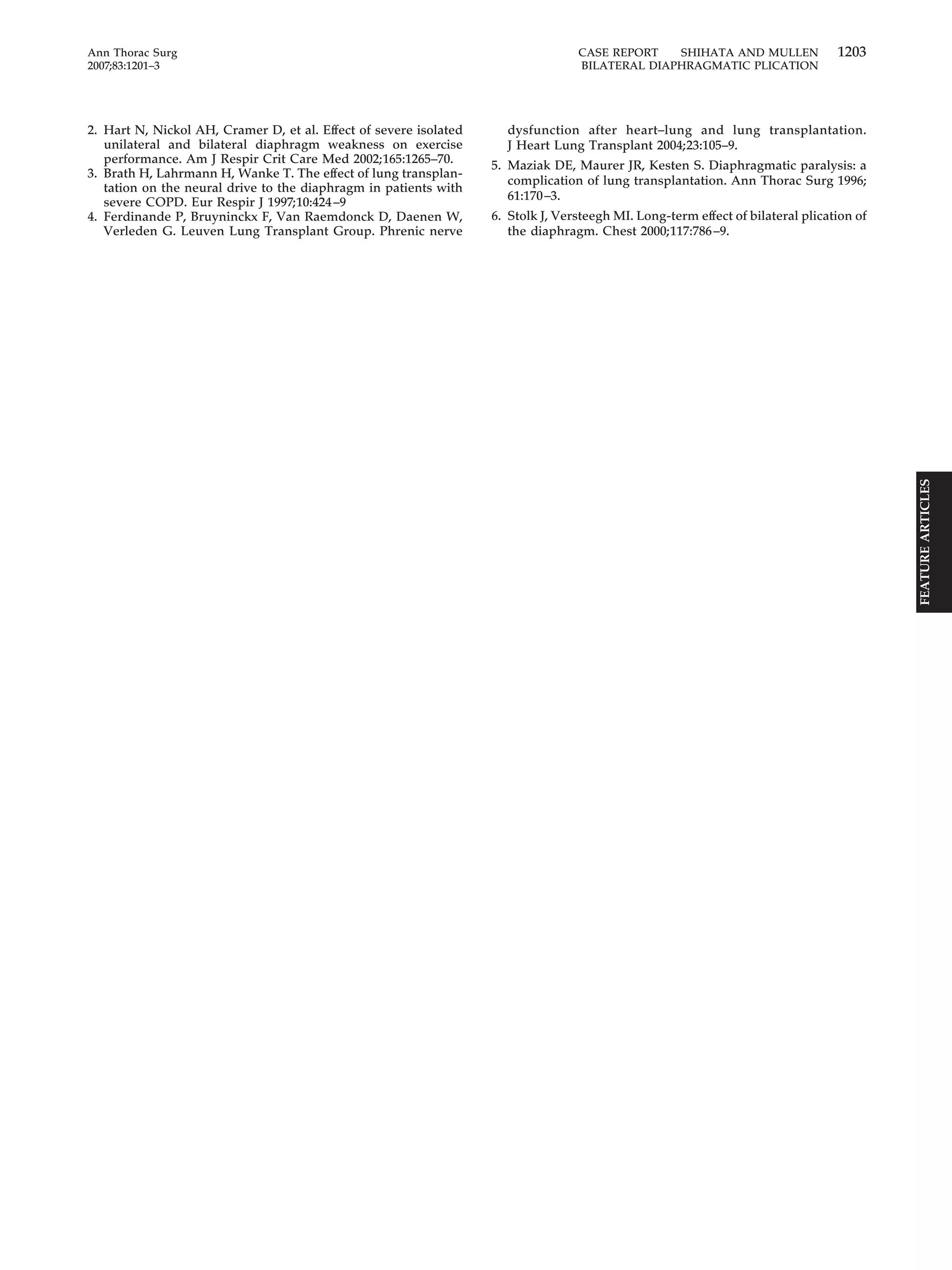 Bilateral diaphragm plication prior to transplantation | PDF