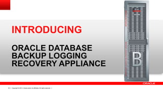 Copyright © 2013, Oracle and/or its affiliates. All rights reserved.32
INTRODUCING
ORACLE DATABASE
BACKUP LOGGING
RECOVERY APPLIANCE
 