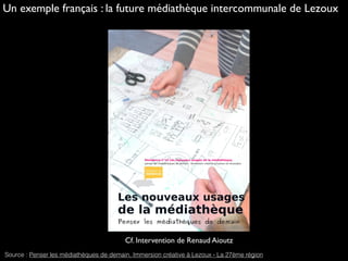 Source : Penser les médiathèques de demain. Immersion créative à Lezoux - La 27ème région
Un exemple français : la future médiathèque intercommunale de Lezoux
Cf. Intervention de Renaud Aioutz
 
