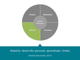 Maestría: desarrollo personal, aprendizaje, niveles
(Andrzej Marczewski, 2013)
 