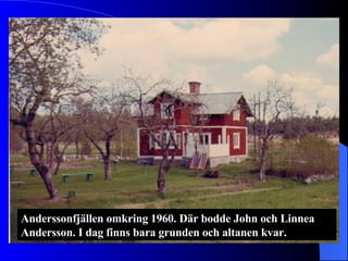 Anderssonfjällen omkring 1960. Där bodde John och Linnea Andersson. I dag finns bara grunden och altanen kvar. 