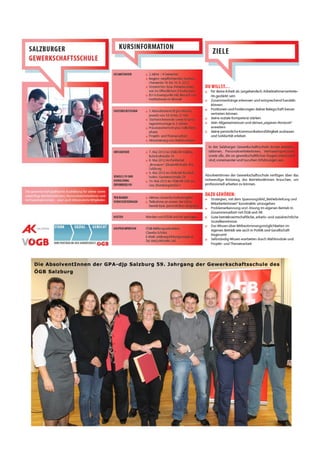 Die AbsolventInnen der GPA-djp Salzburg 59. Jahrgang der Gewerkschaftsschule des
ÖGB Salzburg
 