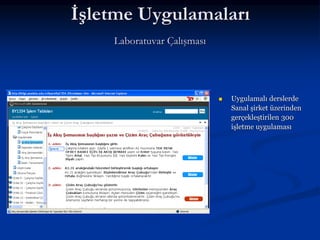İşletme Uygulamaları
    Laboratuvar Çalışması




                               Uygulamalı derslerde
                                Sanal şirket üzerinden
                                gerçekleştirilen 300
                                işletme uygulaması
 