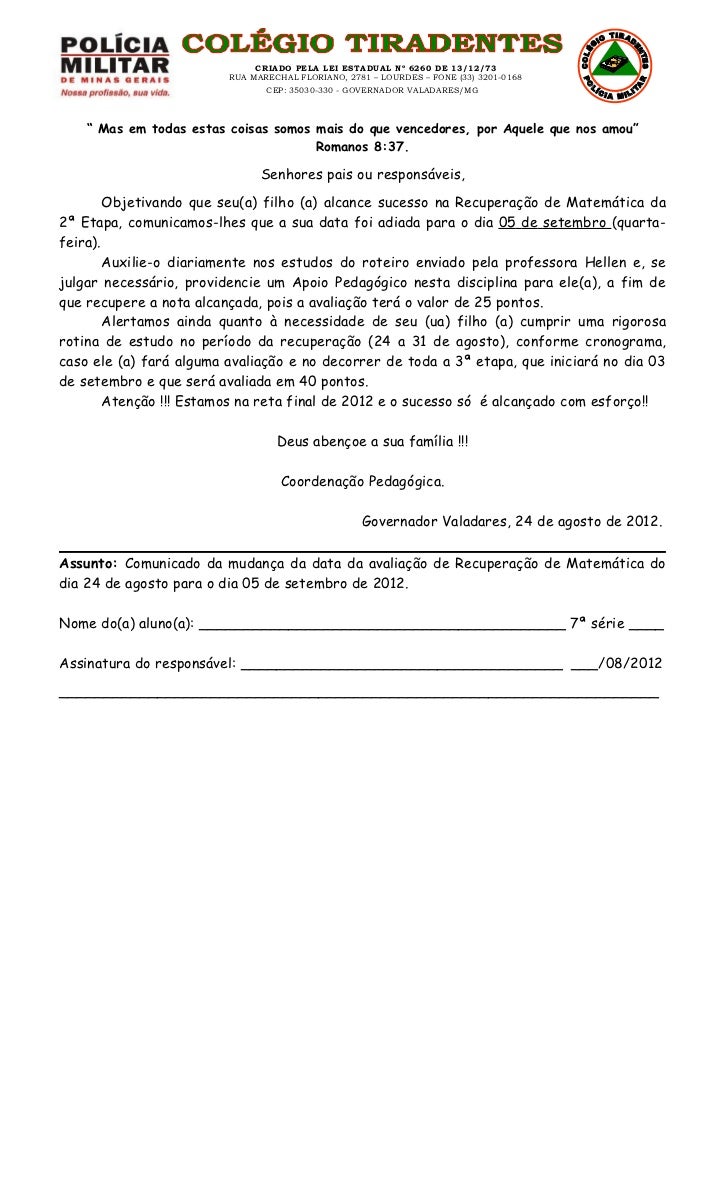 Bilhete recuperação agosto