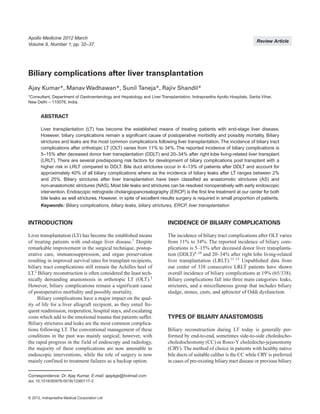 Biliary complications after liver transplantation | PDF