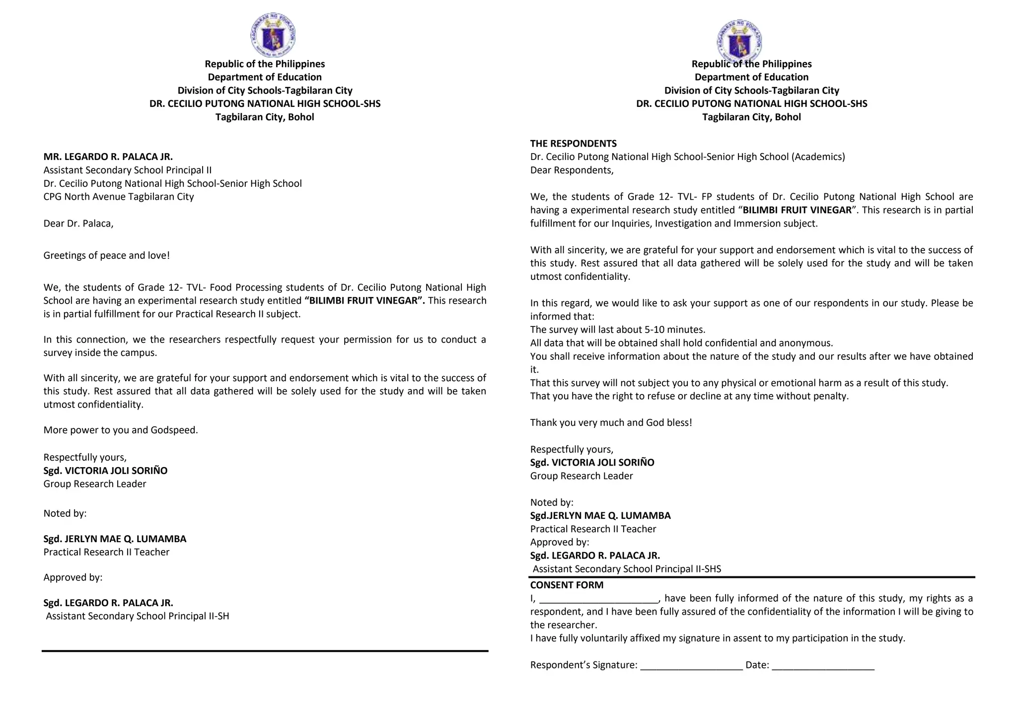 BILIMBI FRUIT VINEGAR A RESEARCH QUESTIONNAIRE PPT