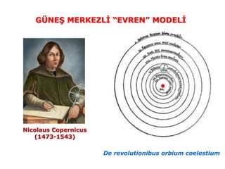 De revolutionibus orbium coelestium
Nicolaus Copernicus
(1473-1543)
GÜNEŞ MERKEZLİ “EVREN” MODELİ
 