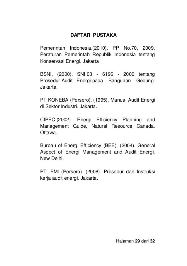 lampiranoutline contoh susunan pelaporan audit energi ...