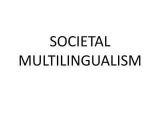 SOCIETAL 
MULTILINGUALISM 
 