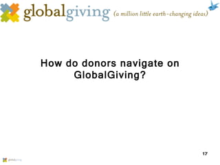 How do donors navigate on GlobalGiving? 
