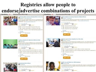 Registries allow people to endorse/advertise combinations of projects 