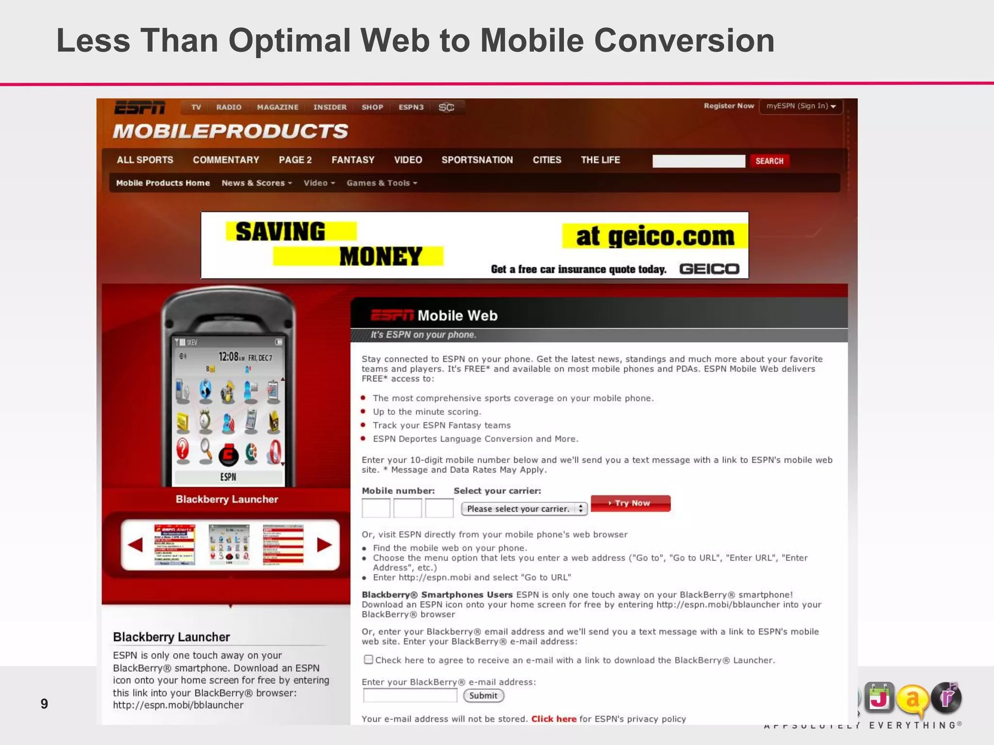 Less Than Optimal Web to Mobile Conversion




9
 