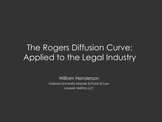 The Rogers Diffusion Curve:
Applied to the Legal Industry
William Henderson
Indiana University Maurer School of Law
Lawyer Metrics LLC

 