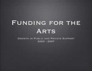 Funding for the Arts ,[object Object],[object Object]