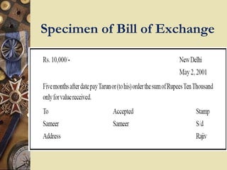 Specimen of Bill of Exchange
 