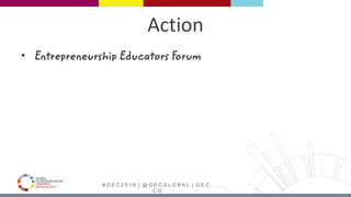 # G E C 2 0 1 6 | @ G E C G L O B A L | G E C .
C O
Action
• Entrepreneurship Educators Forum
 