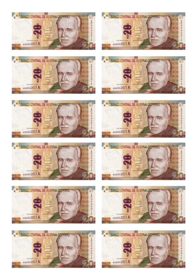 Billetes para jugar de 10 y 20 soles Billetes para jugar de 10 y 20 soles