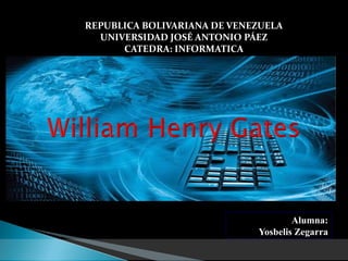 REPUBLICA BOLIVARIANA DE VENEZUELA 
UNIVERSIDAD JOSÉ ANTONIO PÁEZ 
CATEDRA: INFORMATICA 
Alumna: 
Yosbelis Zegarra 
 