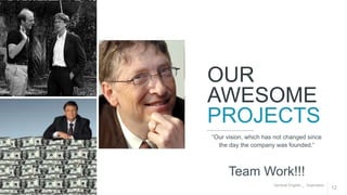 General English _ Inspiration
12
OUR
AWESOME
PROJECTS
“Our vision, which has not changed since
the day the company was founded.”
Team Work!!!
 