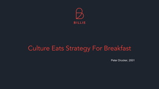 Culture Eats Strategy For Breakfast
Peter Drucker, 2001
 