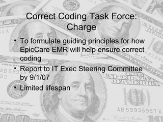 Correct Coding Task Force: Charge ,[object Object],[object Object],[object Object]