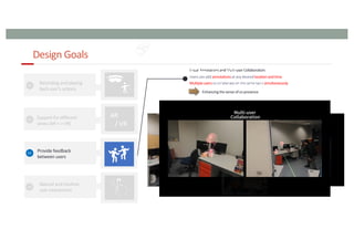 Design Goals
98
AR
/ VR
Visual Annotation (AR mode) Visual Annotation (VR mode)
 