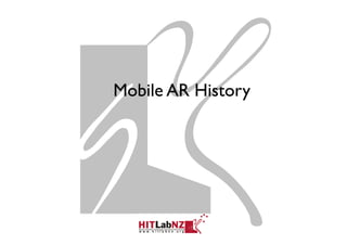 Evolution of Mobile AR
Camera phone
Wearable
Computers

Camera phone
- Thin client AR

Wearable AR

Handheld
AR Displays

...