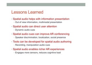 Spatial Audio for Augmented Reality | PDF