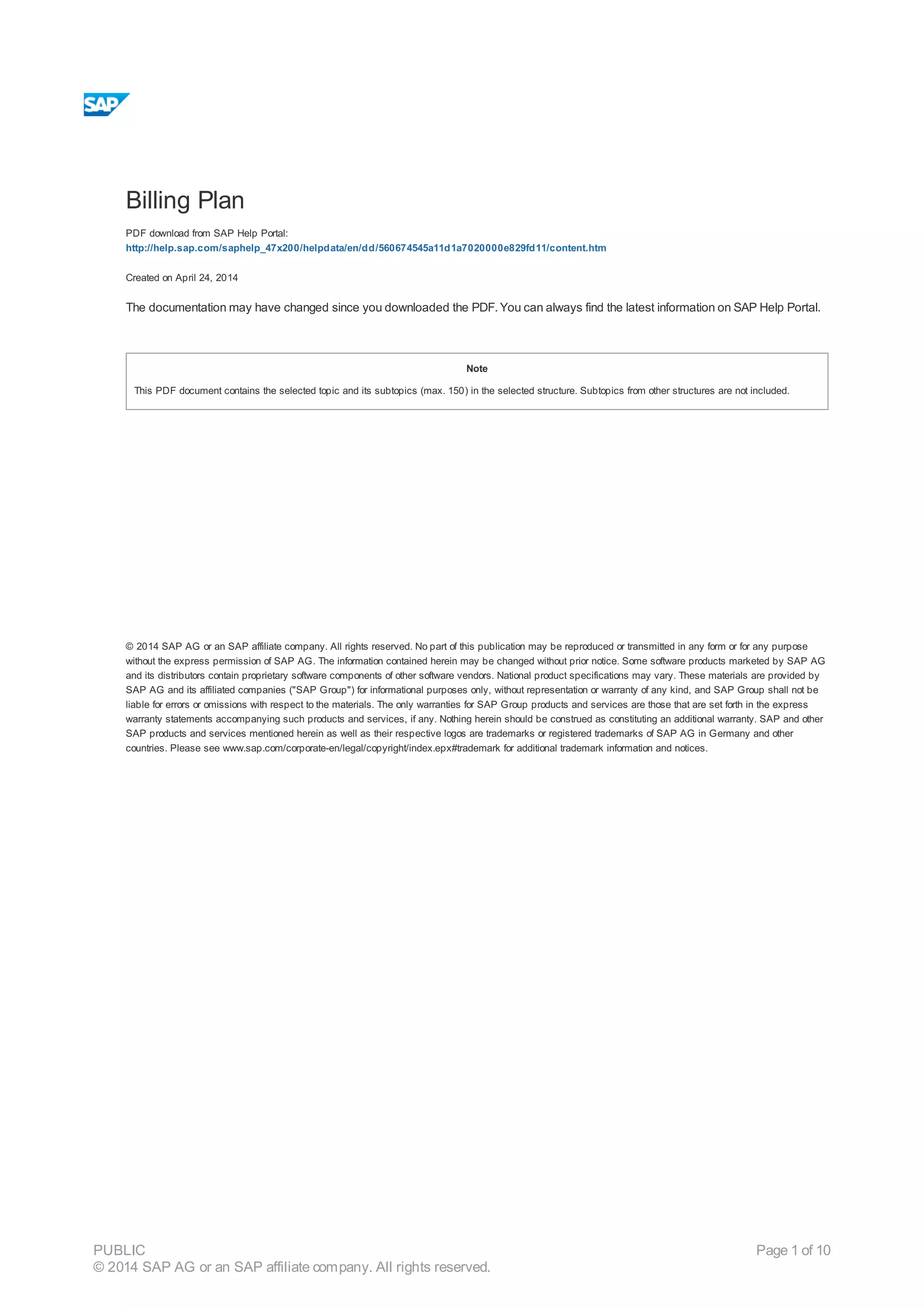Billing plan sap help | PDF