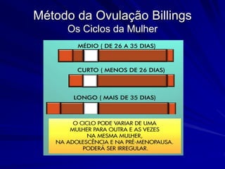 Método da Ovulação Billings
Os Ciclos da Mulher
 