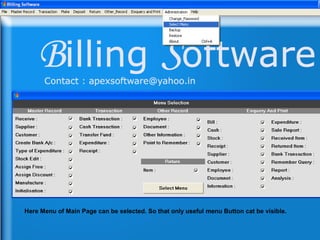 Here Menu of Main Page can be selected. So that only useful menu Button cat be visible.