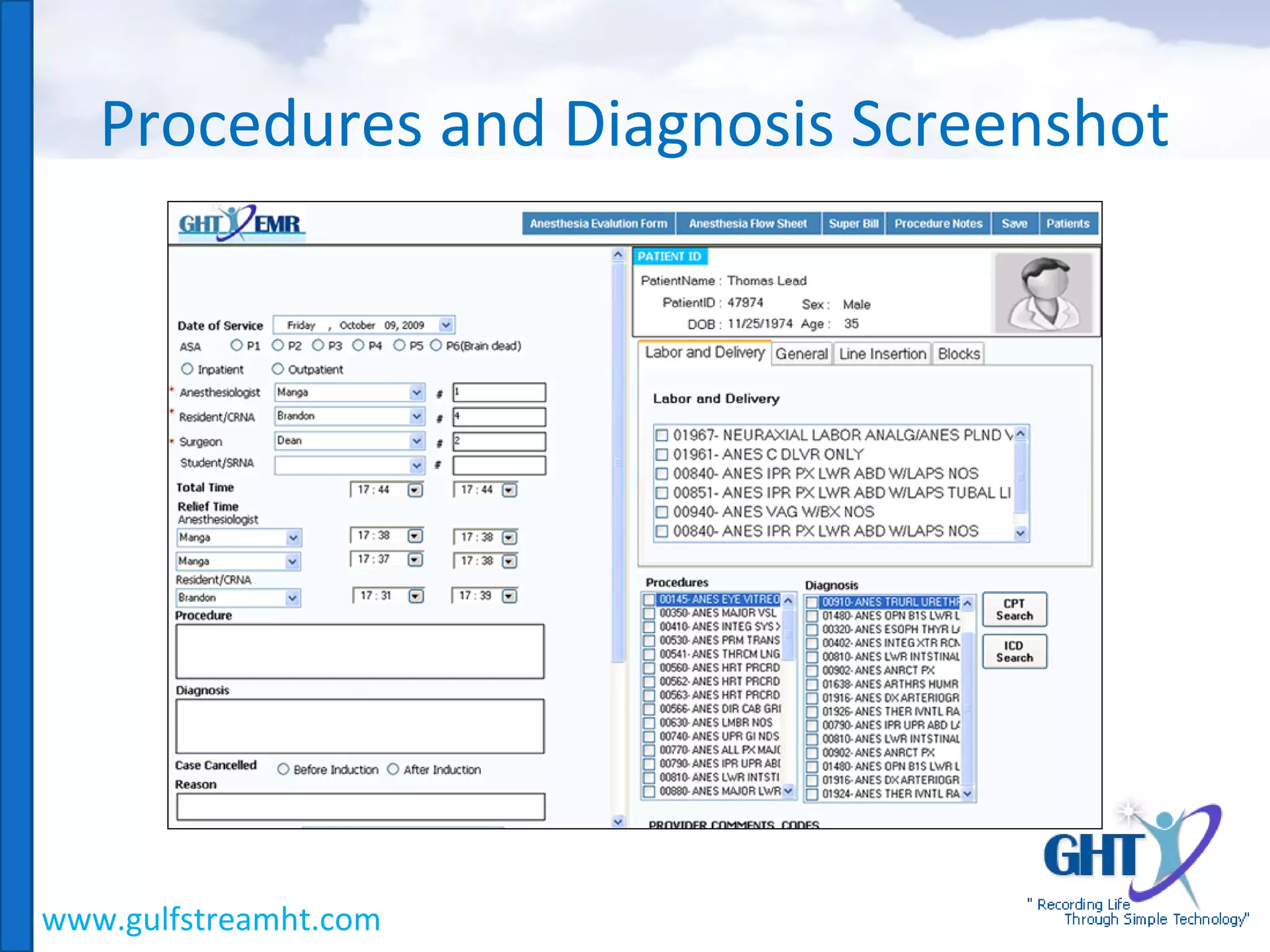 Procedures and Diagnosis Screenshot
www.gulfstreamht.com