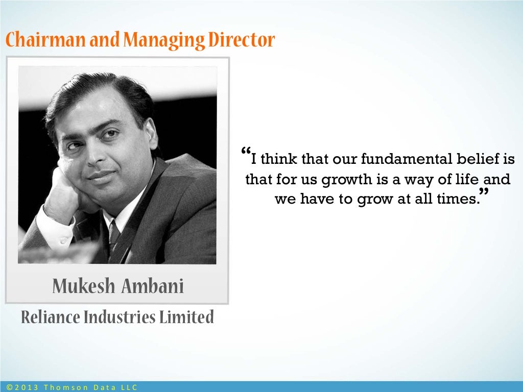 Chairman and Managing Director “I