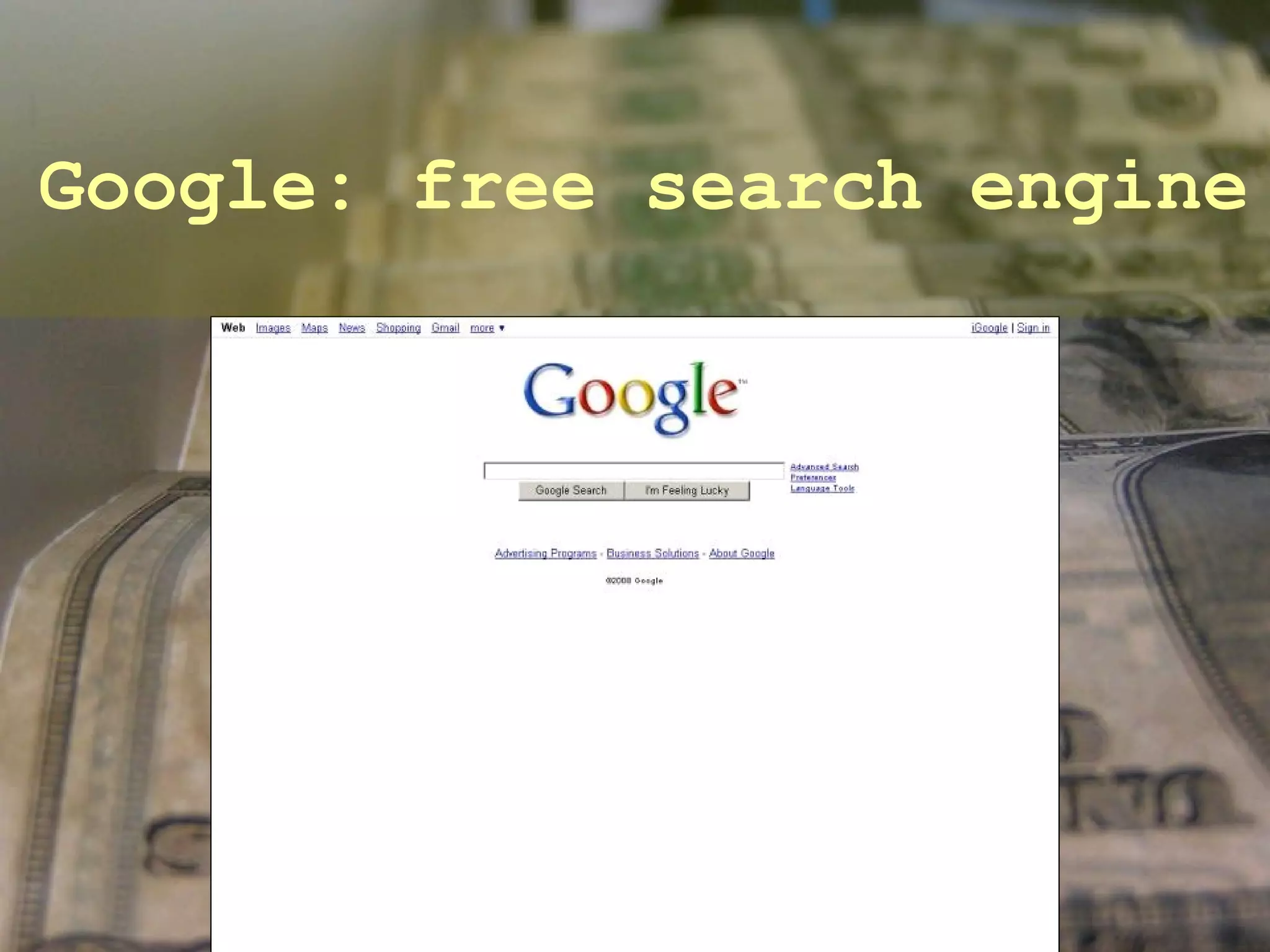 Google: free search engine 