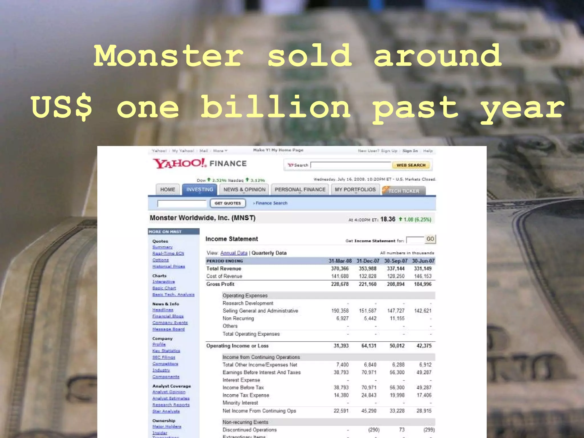 Monster sold around US$ one billion past year 