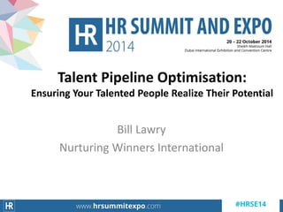 Bill Lawry
Nurturing Winners International
Talent Pipeline Optimisation:
Ensuring Your Talented People Realize Their Potential
 