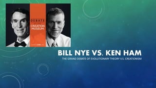 BILL NYE VS. KEN HAM 
THE GRAND DEBATE OF EVOLUTIONARY THEORY V.S. CREATIONISM 
 