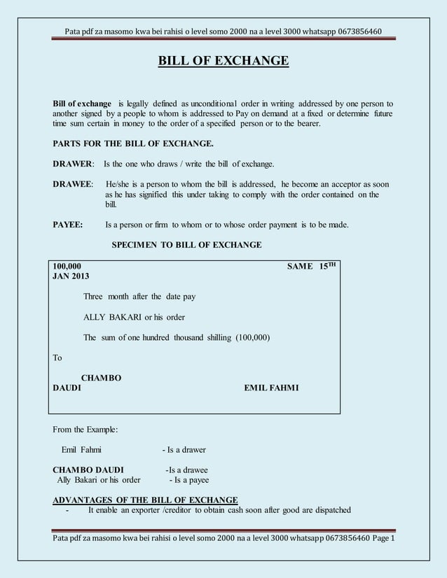 Bill of exchange PDF