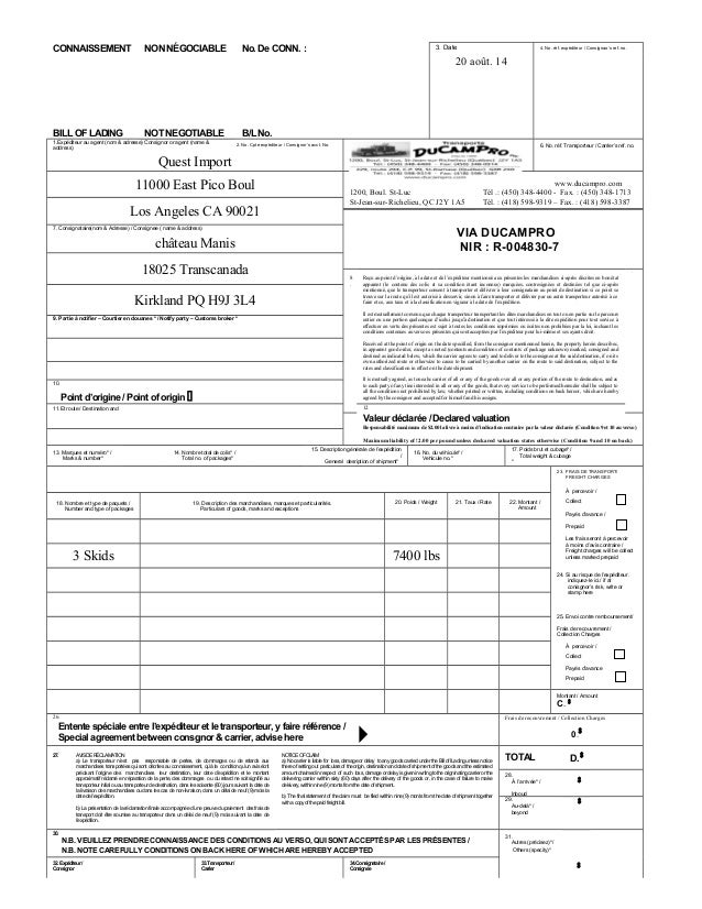 Bill of lading