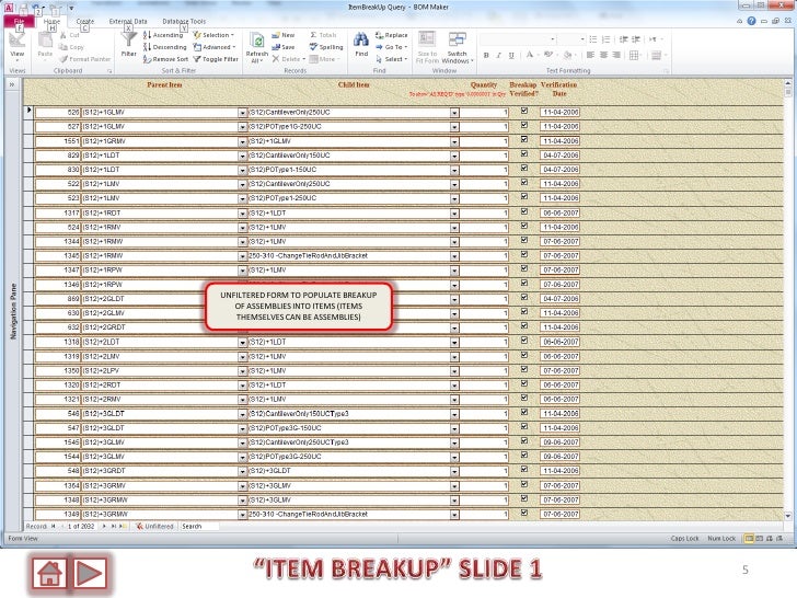 Bill Of Materials Database