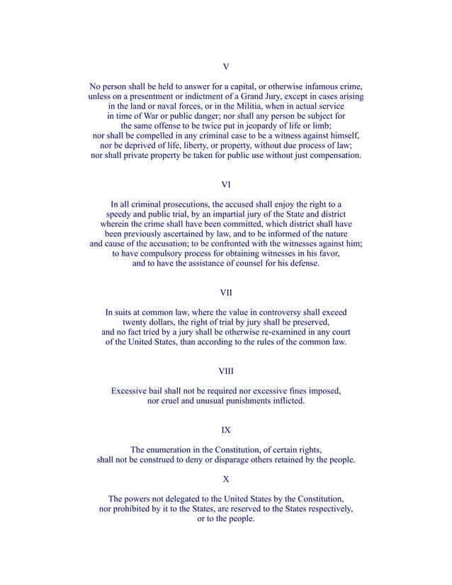 Bill of Rights - United States Constitution - original 10 | PDF