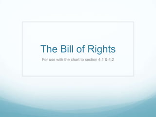 The Bill of Rights
For use with the chart to section 4.1 & 4.2
 