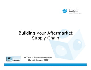 Building your Aftermarket
       Supply Chain



  HiTech & Electronics Logistics
      Summit Europe, 2007
 