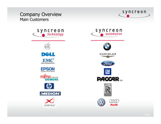 Company Overview
Main Customers




                   Page 6
 