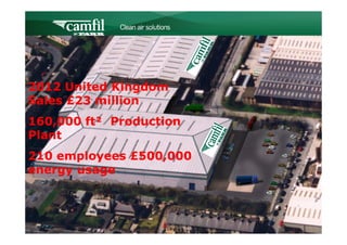 C L E A N   A I R   S O L U T I O N S




2012 United Kingdom
Sales £23 million
160,000 ft² Production
Plant
210 employees £500,000
energy usage



                                                     4
 