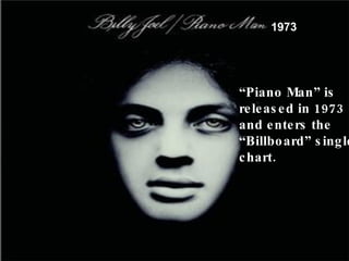 “ Piano Man” is released in 1973 and enters the “Billboard” singles chart. 1973 